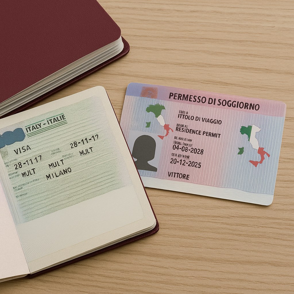 Italian visa vs permesso di soggiorno concept